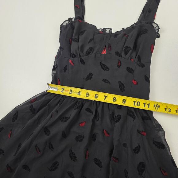 Tripp NYC Dress Womens XS Black Red Feather Velvet Gothic Alternative Layered - Picture 9 of 10